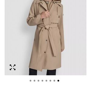 NWOT DKNY Women’s Beige Hooded  Trench Coat Size Large